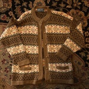 Alpaca Geometric Brown and Cream Cardigan